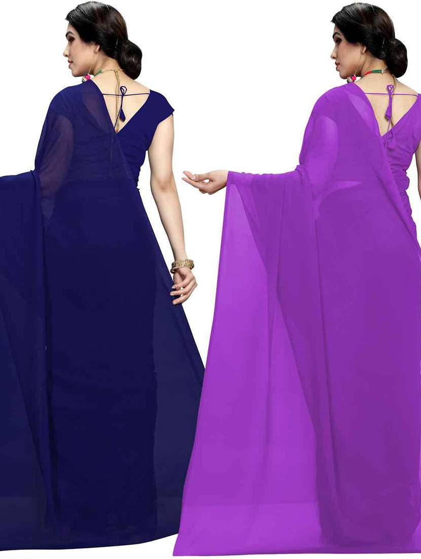 women pack of 2 casual wear combo sarees with blouse - 21433062 -  Standard Image - 1