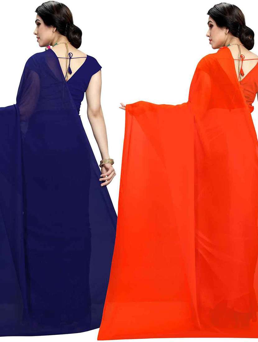 women pack of 2 casual wear combo sarees with blouse - 21433071 -  Standard Image - 1
