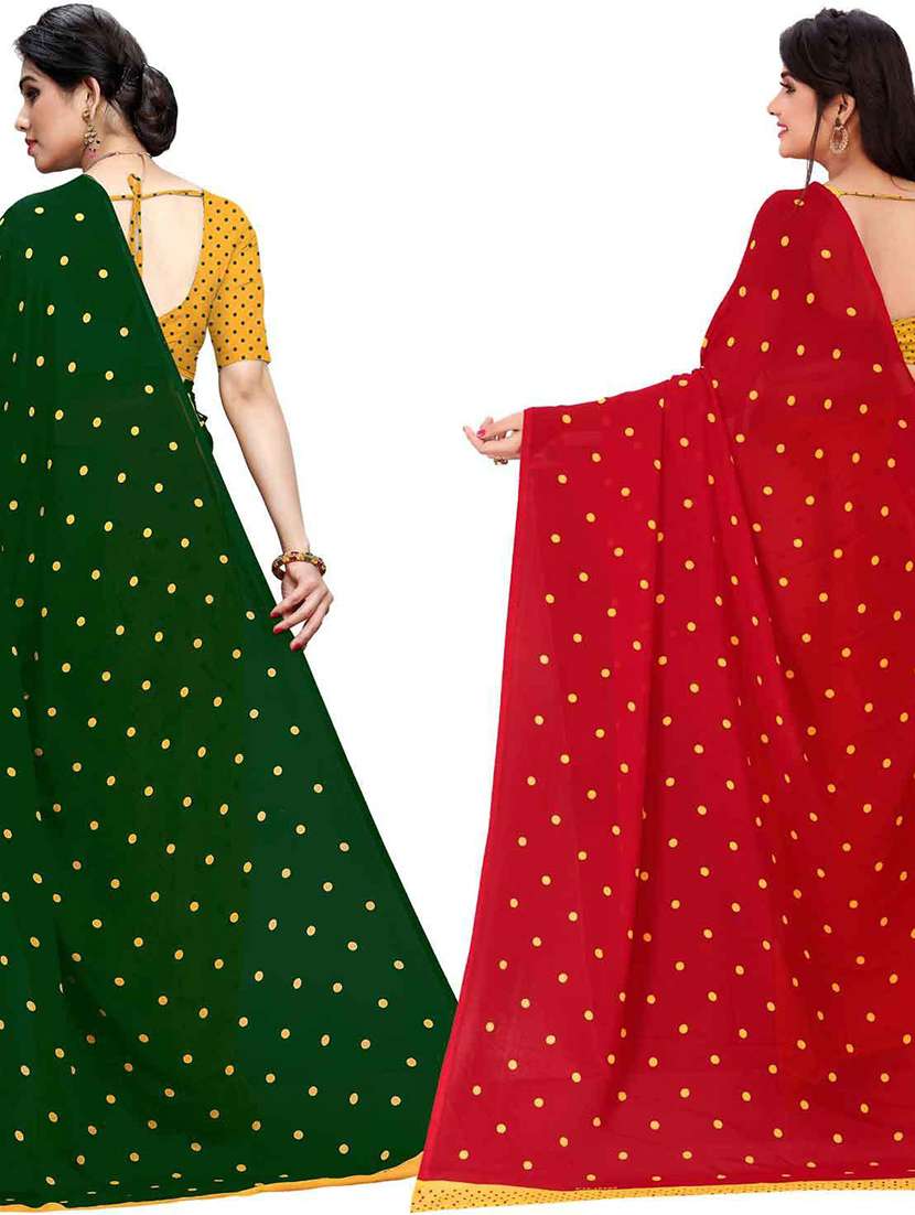 women pack of 2 casual wear combo sarees with blouse - 21433073 -  Standard Image - 1