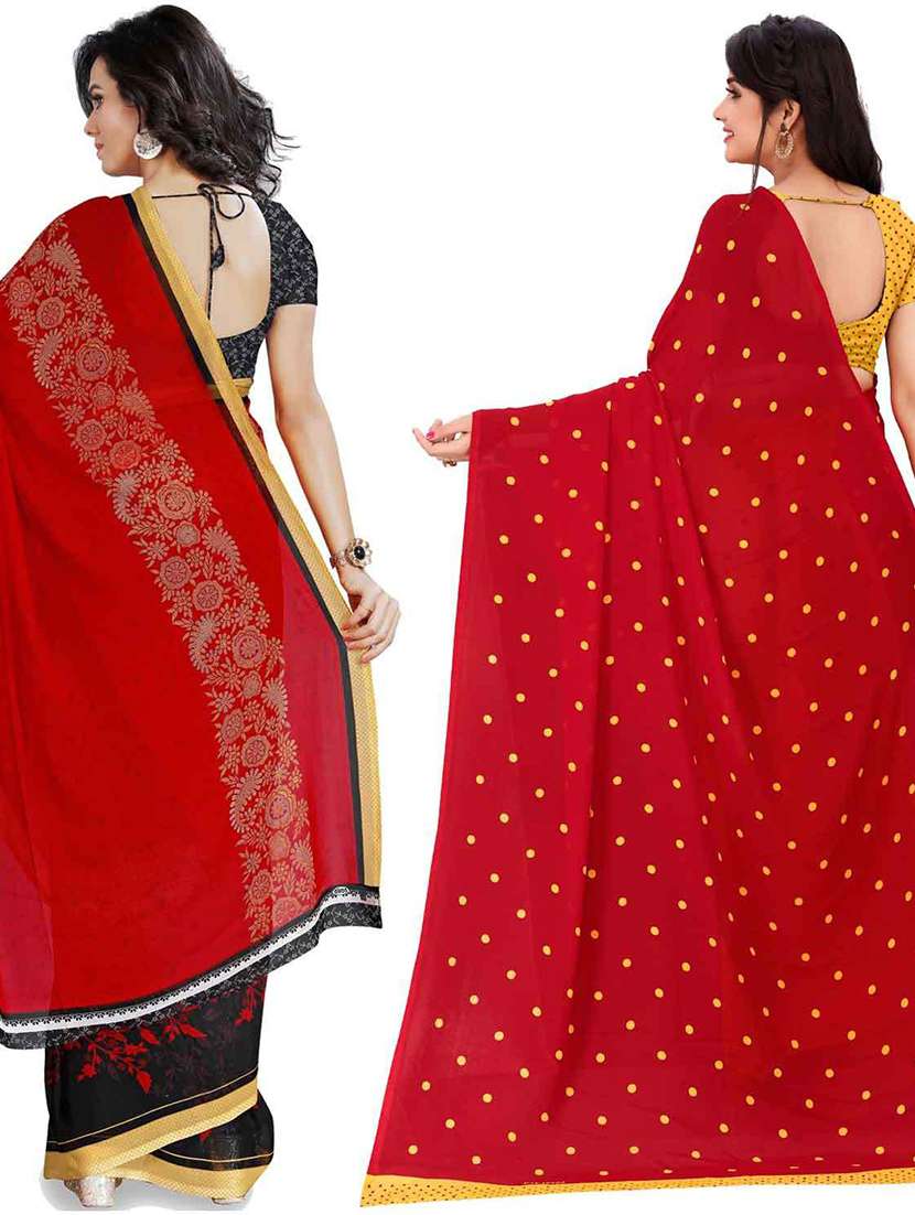women pack of 2 casual wear combo sarees with blouse - 21433086 -  Standard Image - 1