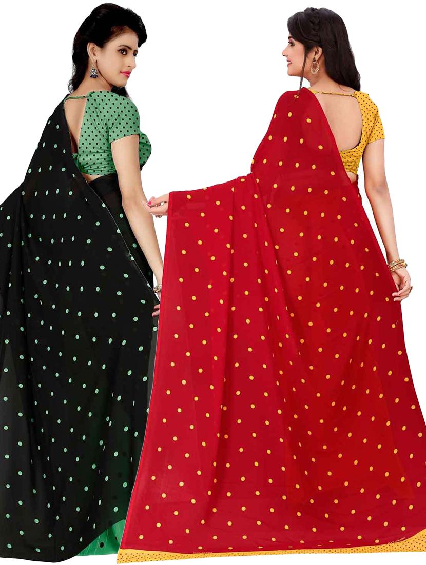 women pack of 2 casual wear combo sarees with blouse - 21433099 - Standard Image - 1