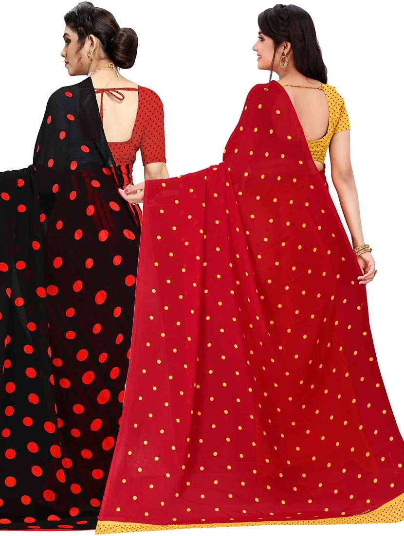 women pack of 2 casual wear combo sarees with blouse - 21433104 -  Standard Image - 1