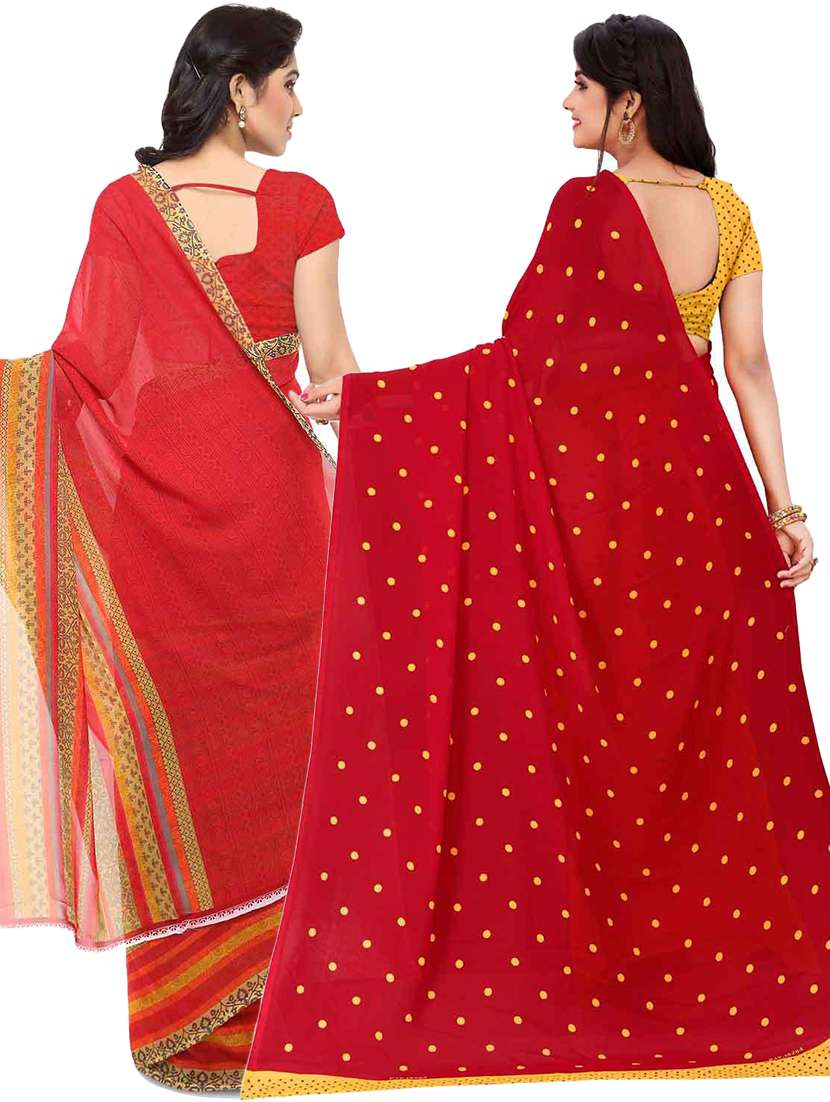 women pack of 2 casual wear combo sarees with blouse - 21433105 -  Standard Image - 1