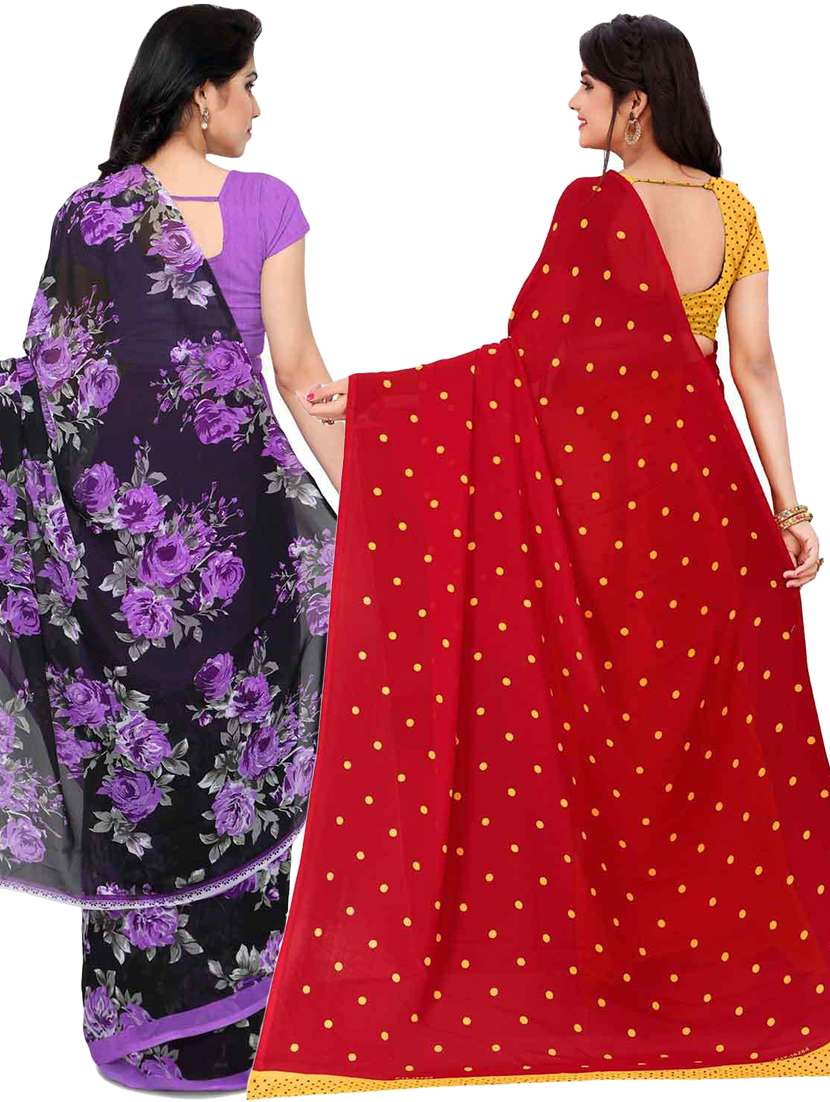 pack of 2 printed casual wear sarees with blouse - 21433108 -  Standard Image - 1