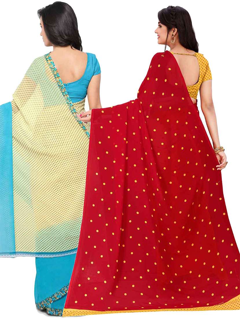 women pack of 2 casual wear combo sarees with blouse - 21433109 -  Standard Image - 1