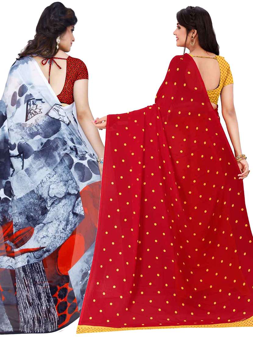 women pack of 2 casual wear combo sarees with blouse - 21433114 -  Standard Image - 1
