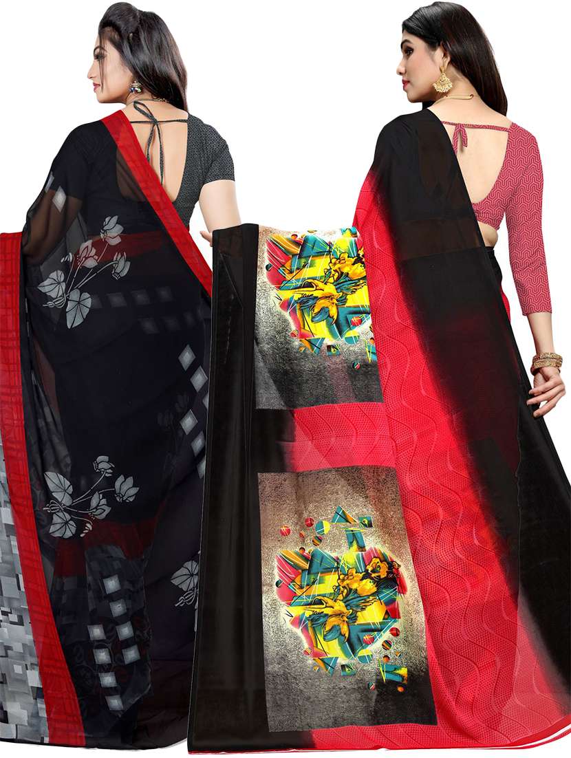 women pack of 2 casual wear combo sarees with blouse - 21433128 -  Standard Image - 1