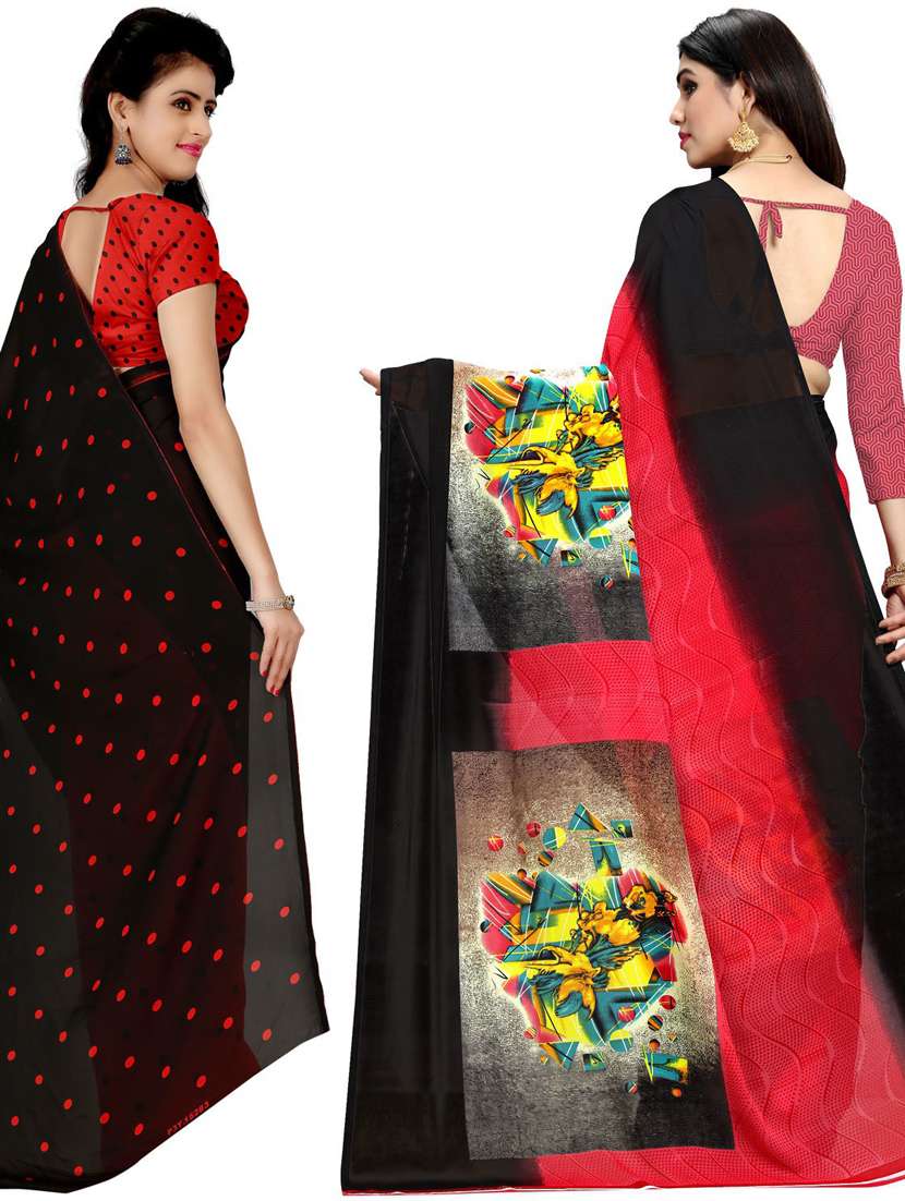 women pack of 2 casual wear combo sarees with blouse - 21433145 -  Standard Image - 1