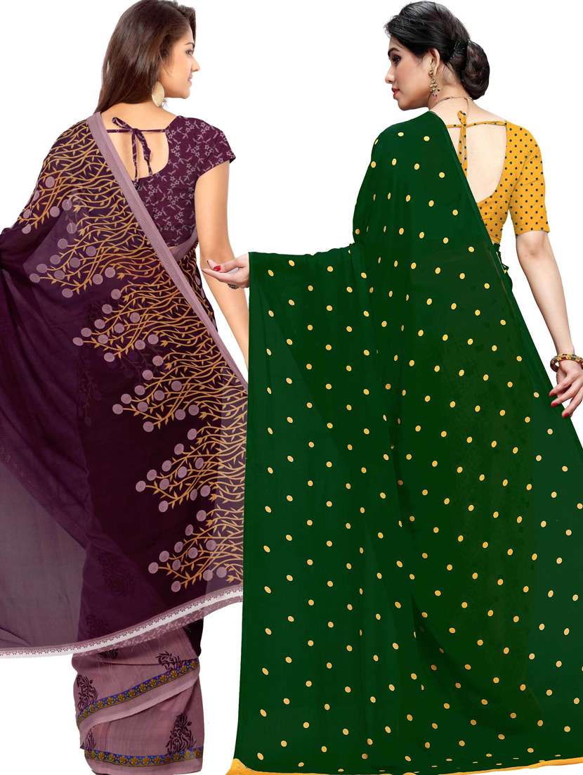 women pack of 2 casual wear combo sarees with blouse - 21433167 -  Standard Image - 1