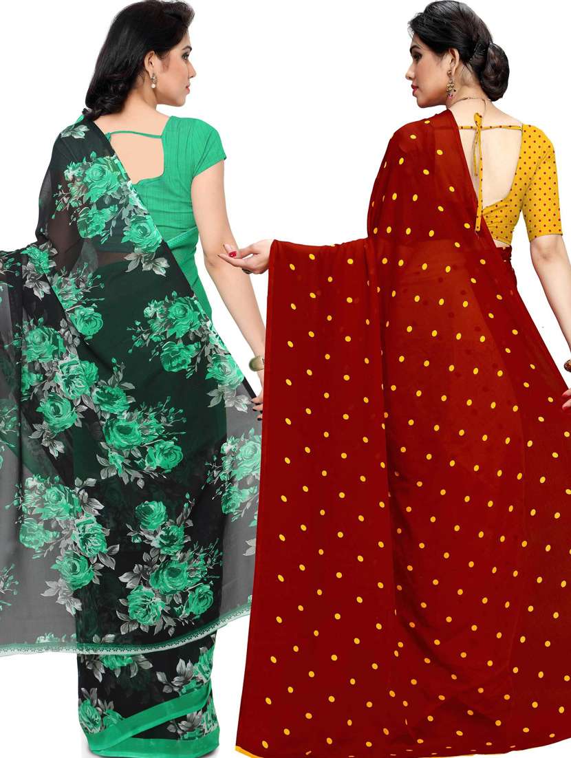 women pack of 2 casual wear combo sarees with blouse - 21433172 -  Standard Image - 1