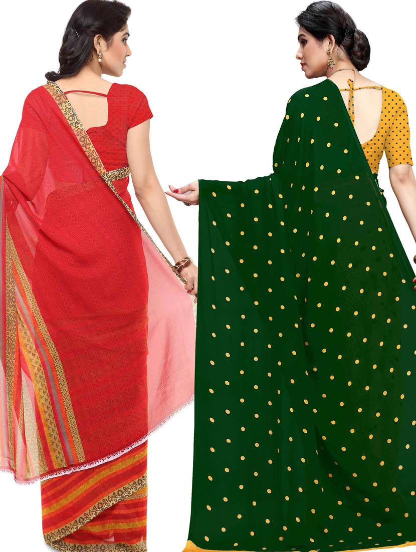 women pack of 2 casual wear combo sarees with blouse - 21433176 -  Standard Image - 1