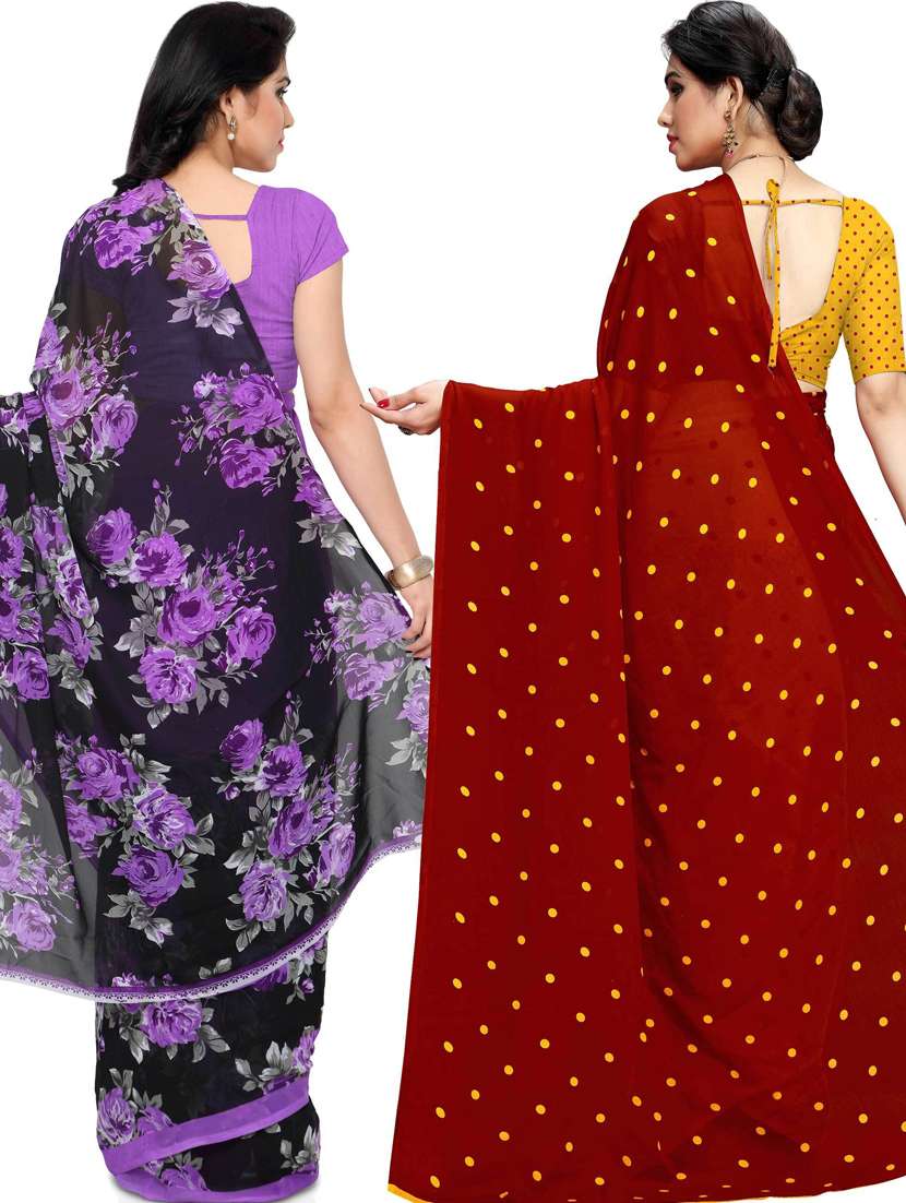 women pack of 2 casual wear combo sarees with blouse - 21433177 -  Standard Image - 1