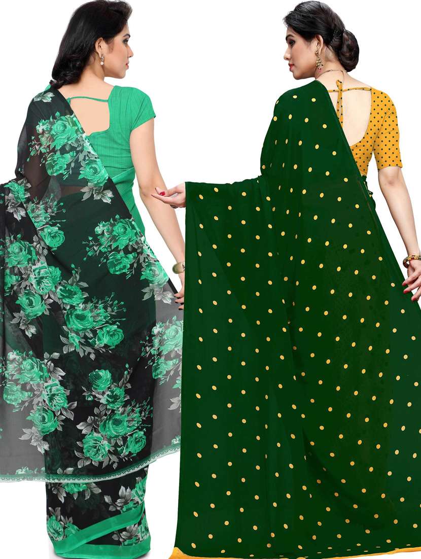 women pack of 2 casual wear combo sarees with blouse - 21433197 -  Standard Image - 1