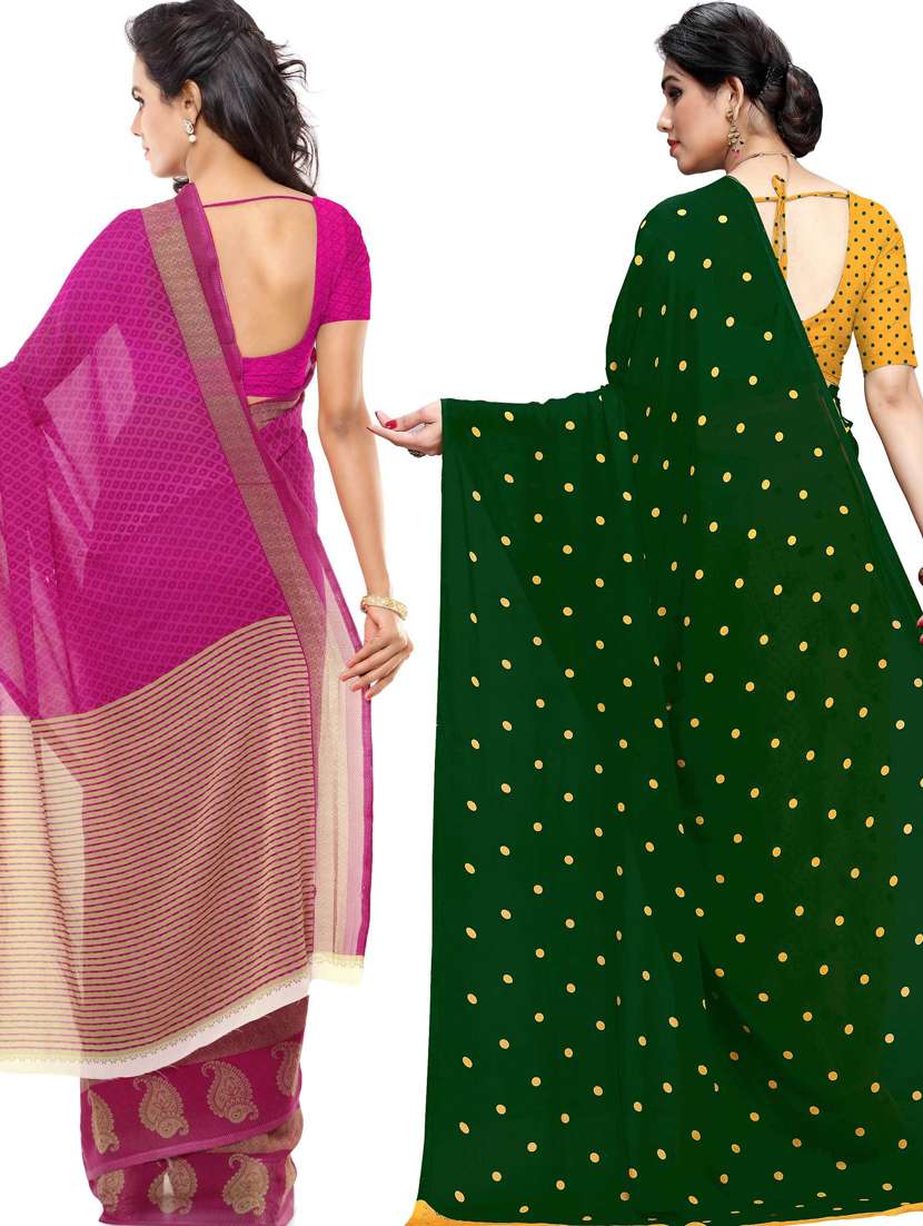 women pack of 2 casual wear combo sarees with blouse - 21433212 -  Standard Image - 1