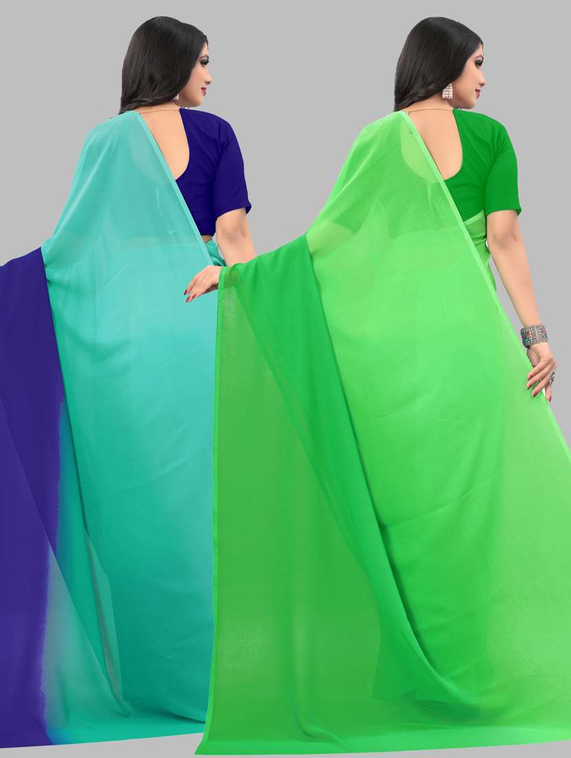 women pack of 2 casual wear combo sarees with blouse - 21433217 -  Standard Image - 1