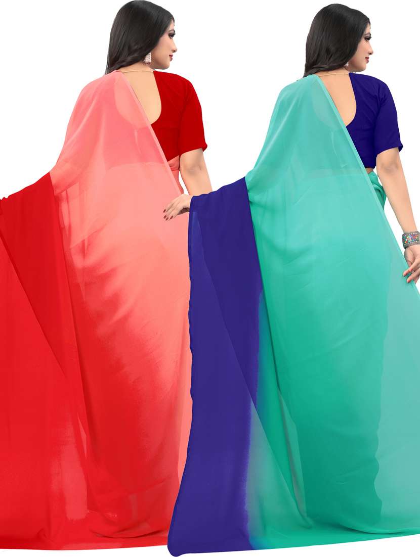women pack of 2 casual wear combo sarees with blouse - 21433219 -  Standard Image - 1