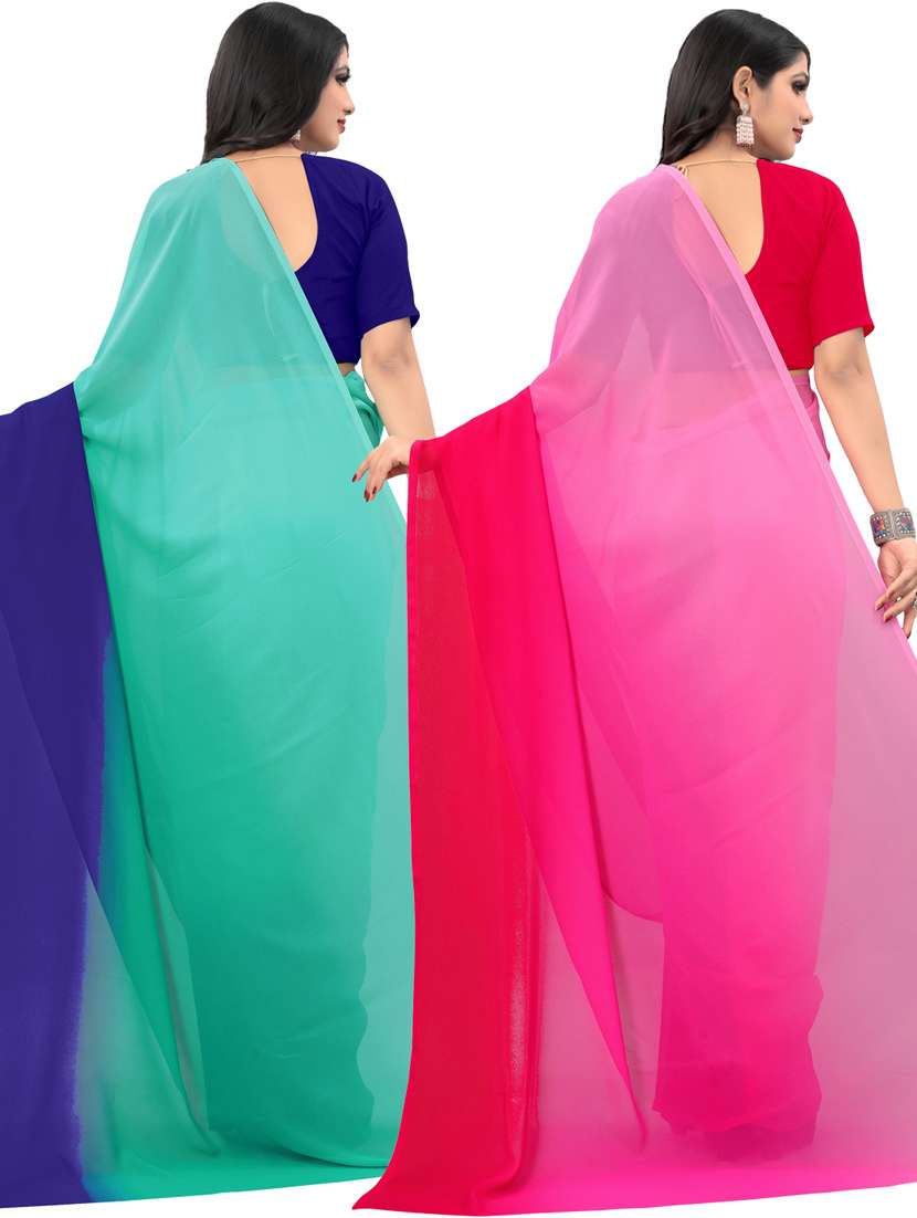 women pack of 2 casual wear combo sarees with blouse - 21433229 -  Standard Image - 1