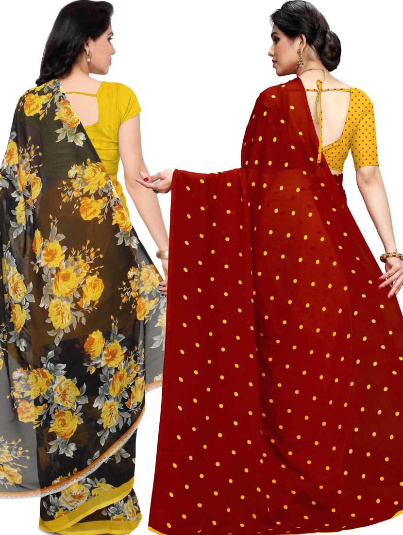 women pack of 2 casual wear combo sarees with blouse - 21433241 - Standard Image - 1
