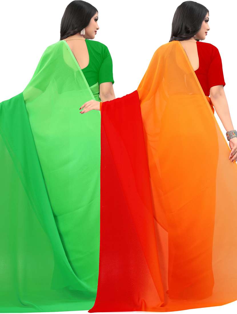 women pack of 2 casual wear combo sarees with blouse - 21433242 -  Standard Image - 1