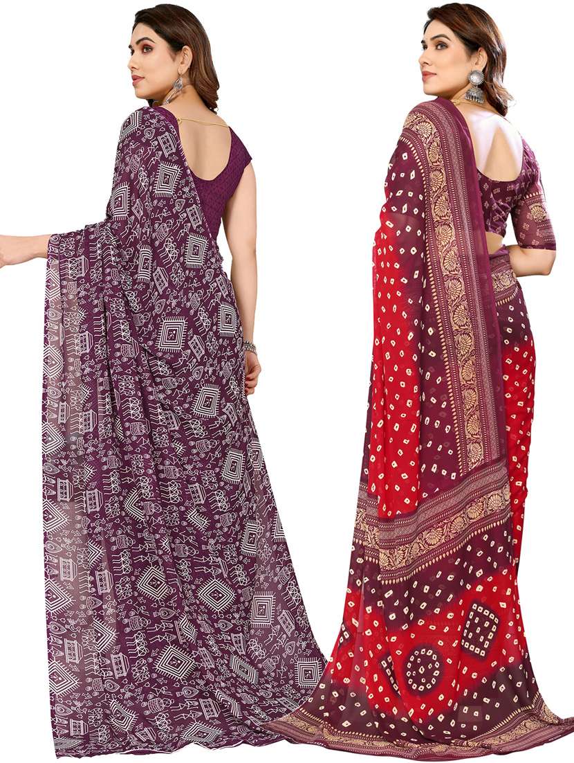 women pack of 2 casual wear combo sarees with blouse - 21433331 -  Standard Image - 1