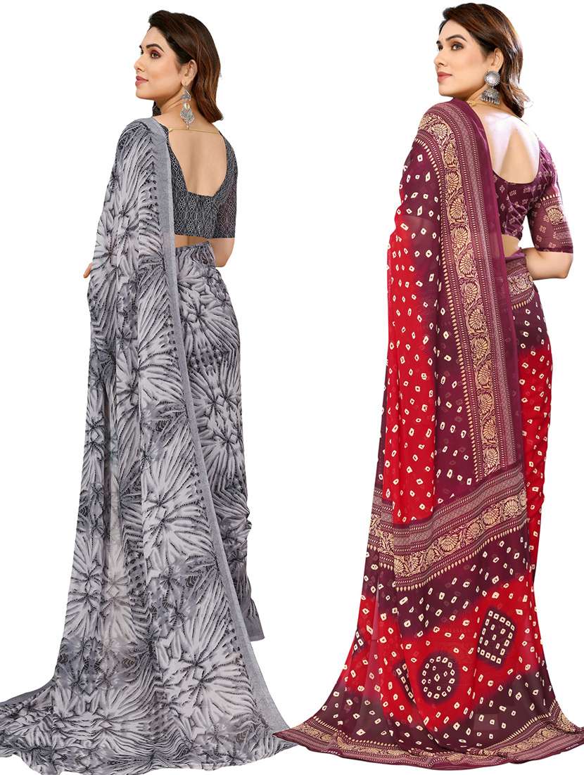women pack of 2 casual wear combo sarees with blouse - 21433332 -  Standard Image - 1