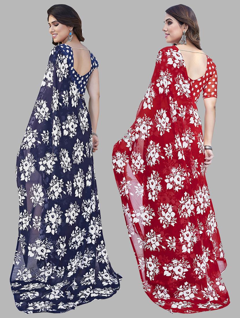 women pack of 2 casual wear combo sarees with blouse - 21433341 - Standard Image - 1