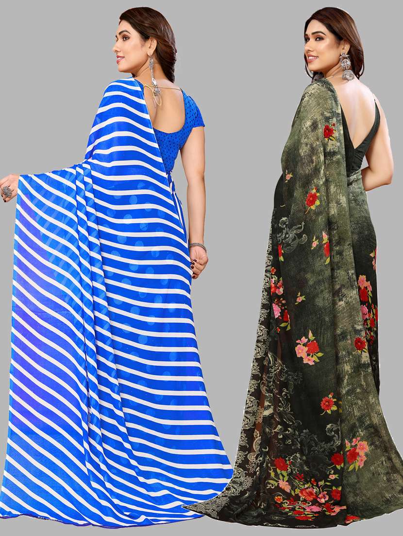 women pack of 2 casual wear combo sarees with blouse - 21433349 -  Standard Image - 1