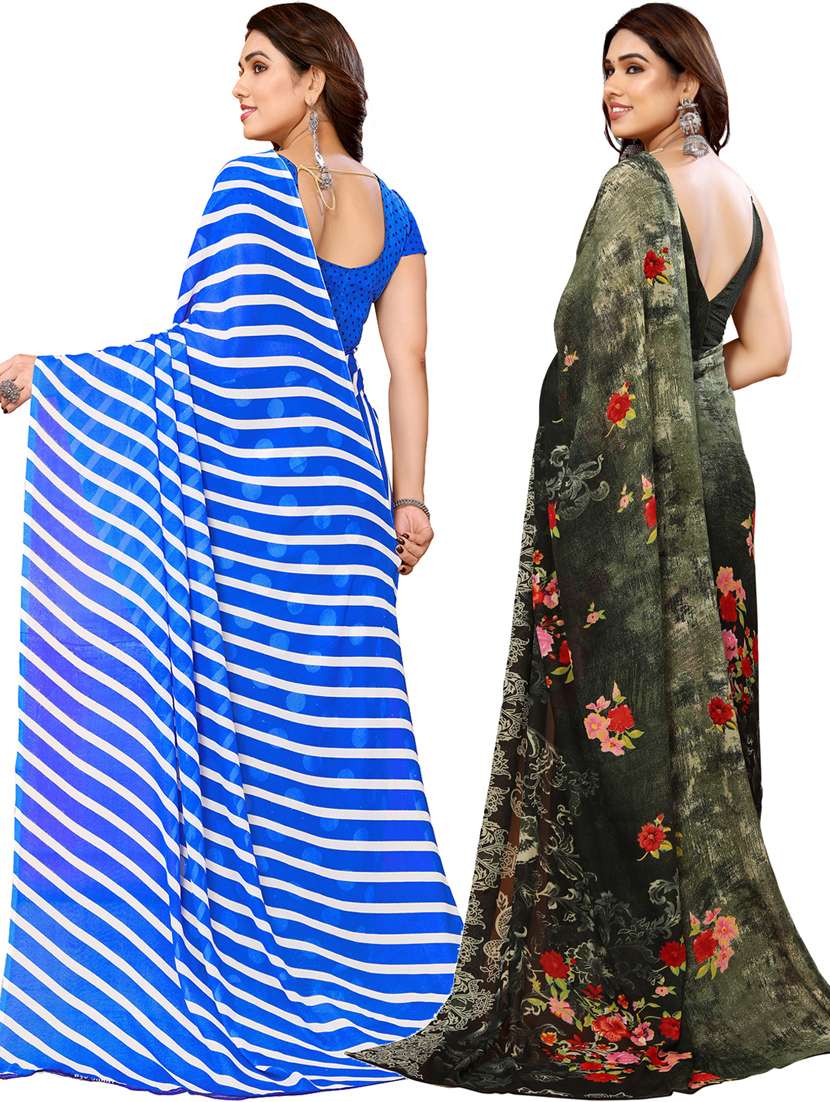 women pack of 2 casual wear combo sarees with blouse - 21433429 -  Standard Image - 1
