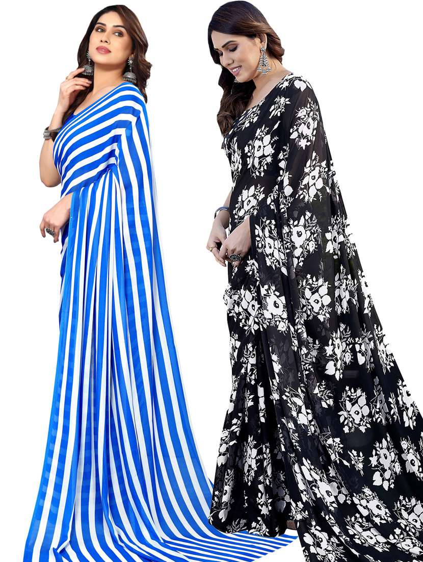 women pack of 2 casual wear combo sarees with blouse - 21433435 -  Standard Image - 1