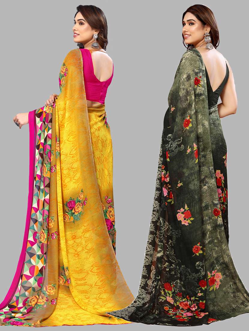 women pack of 2 casual wear combo sarees with blouse - 21433442 -  Standard Image - 1