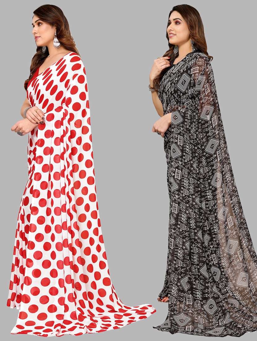 women pack of 2 casual wear combo sarees with blouse - 21433467 -  Standard Image - 1