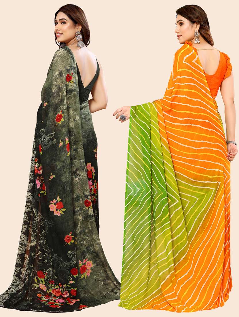 women pack of 2 casual wear sarees with blouse - 21433480 -  Standard Image - 1