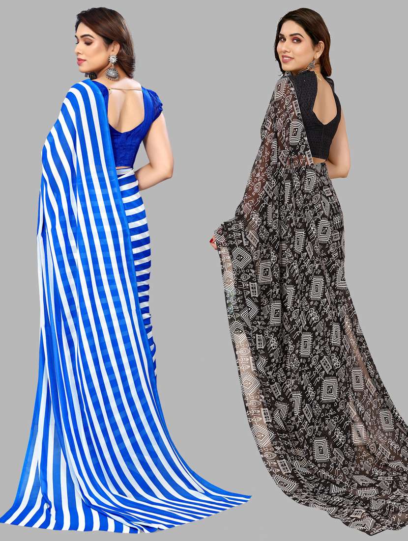 women pack of 2 casual wear sarees with blouse - 21433485 -  Standard Image - 1