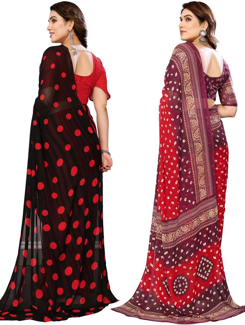 women pack of 2 casual wear sarees with blouse - 21433492 -  Standard Image - 1
