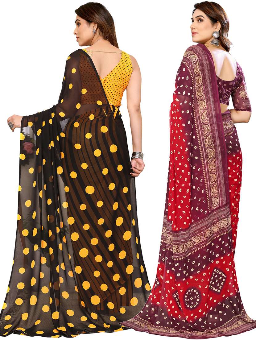 women pack of 2 casual wear sarees with blouse - 21433514 -  Standard Image - 1