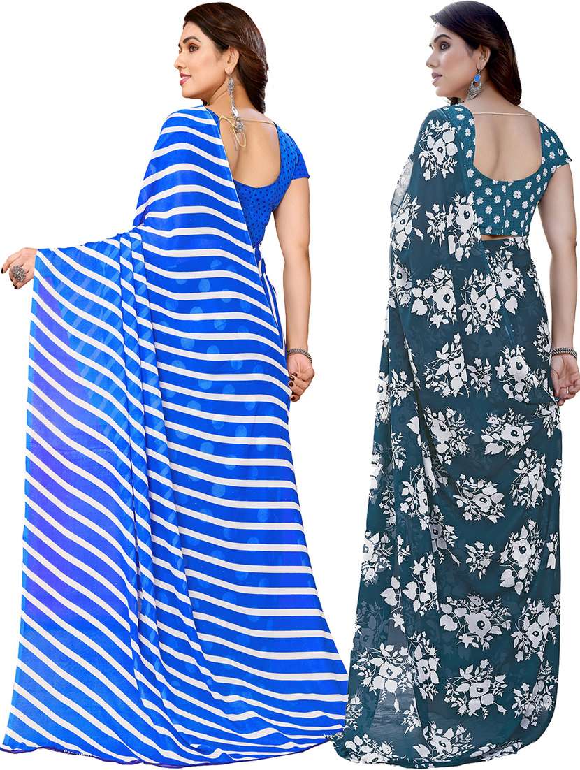 women pack of 2 casual wear sarees with blouse - 21433524 -  Standard Image - 1