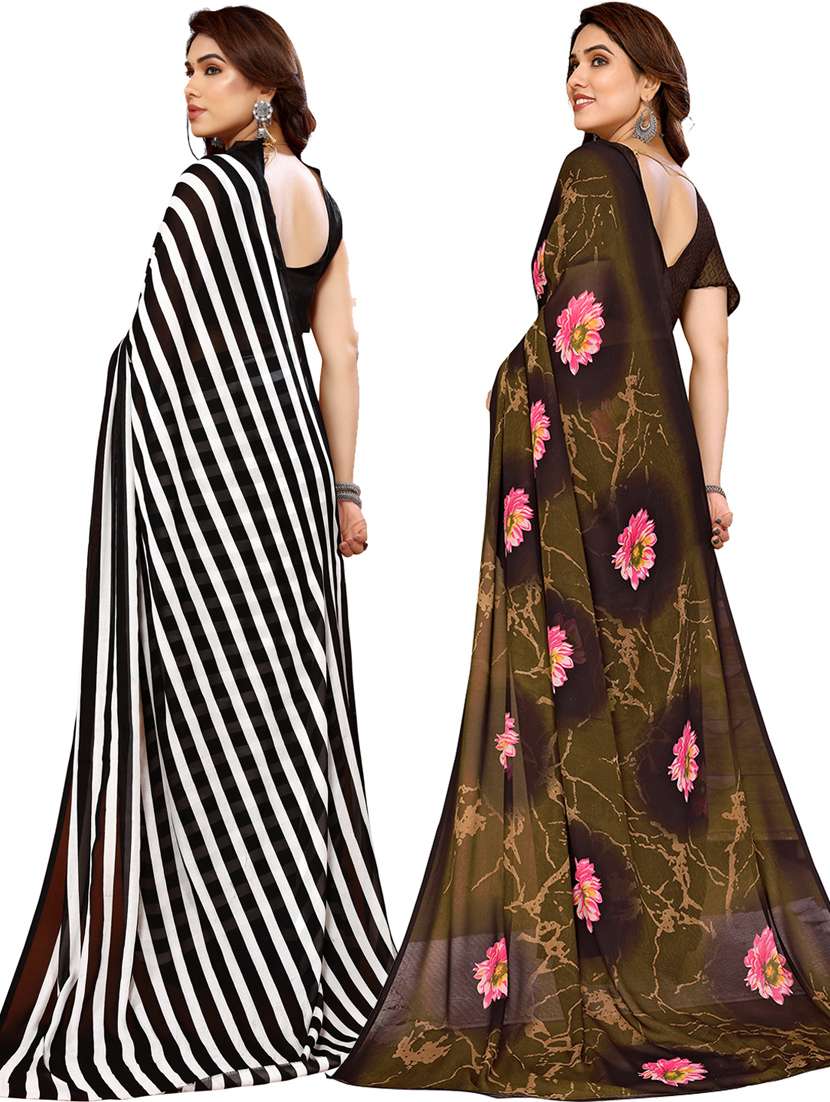 women pack of 2 casual wear sarees with blouse - 21433532 -  Standard Image - 1