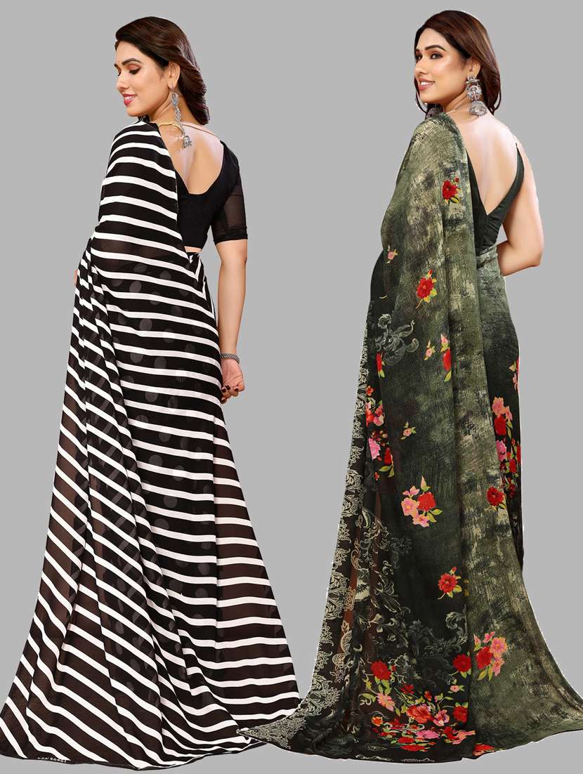 women pack of 2 casual wear combo sarees with blouse - 21433548 -  Standard Image - 1