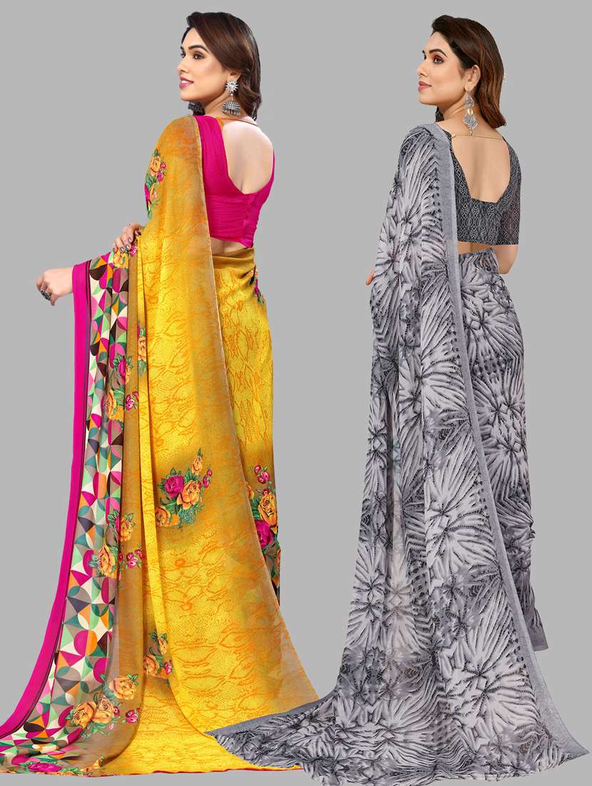women pack of 2 casual wear combo sarees with blouse - 21433553 -  Standard Image - 1