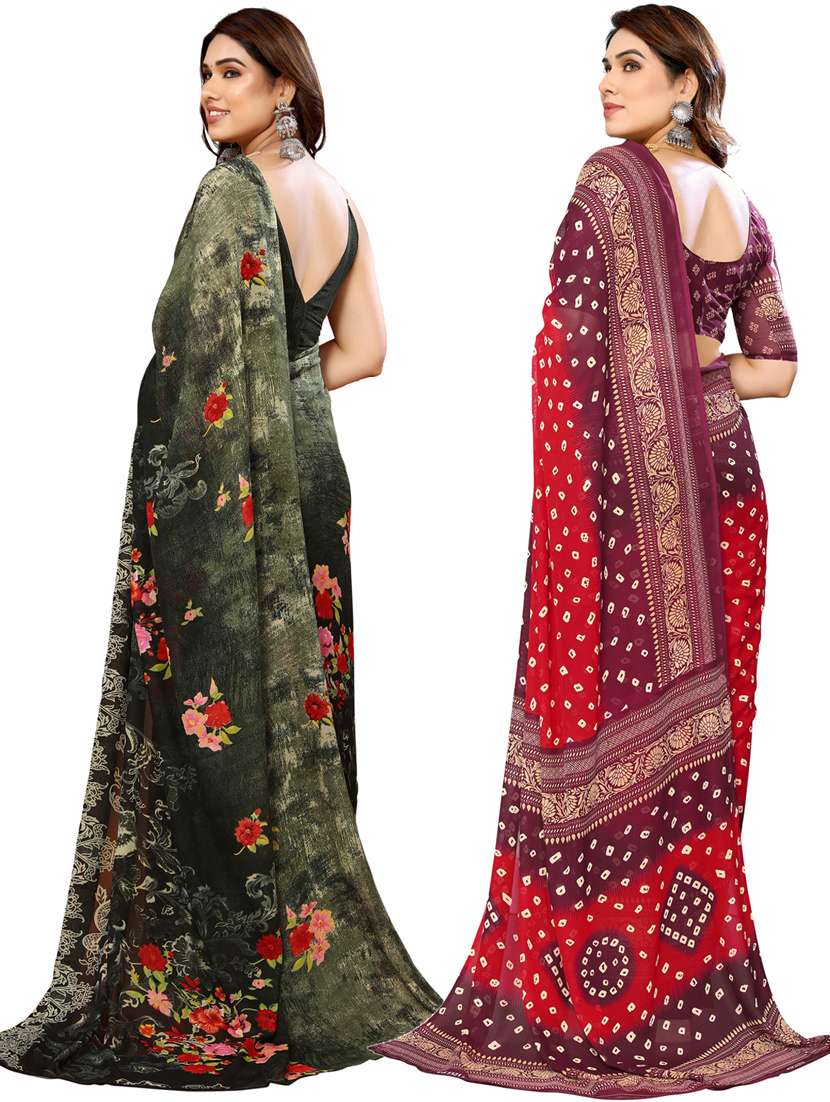 women pack of 2 casual wear combo sarees with blouse - 21433624 -  Standard Image - 1