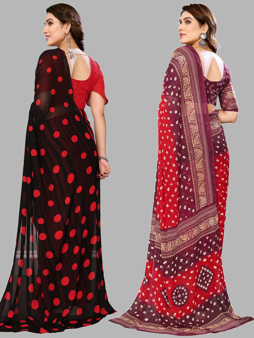 women pack of 2 casual wear combo sarees with blouse - 21433655 -  Standard Image - 1