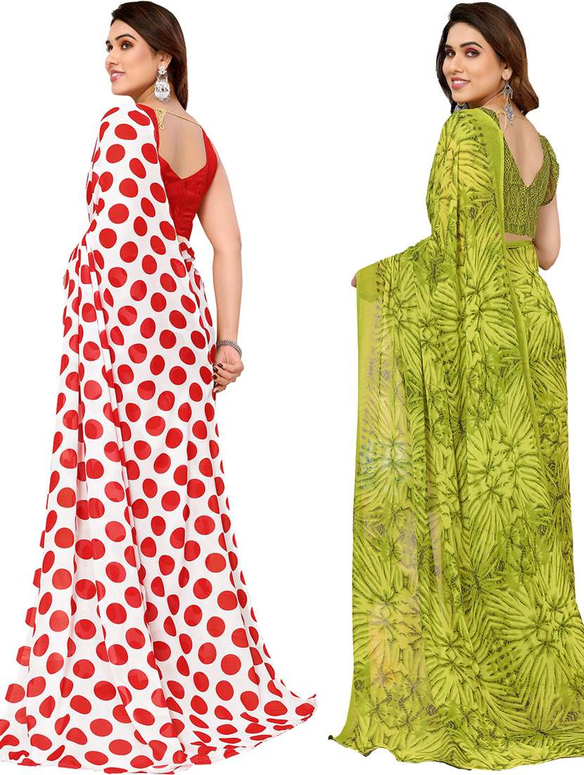women pack of 2 casual wear combo sarees with blouse - 21433660 -  Standard Image - 1