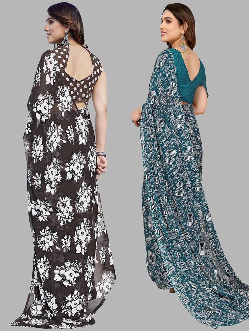 pack of 2 printed casual wear sarees with blouse - 21433667 - Standard Image - 1