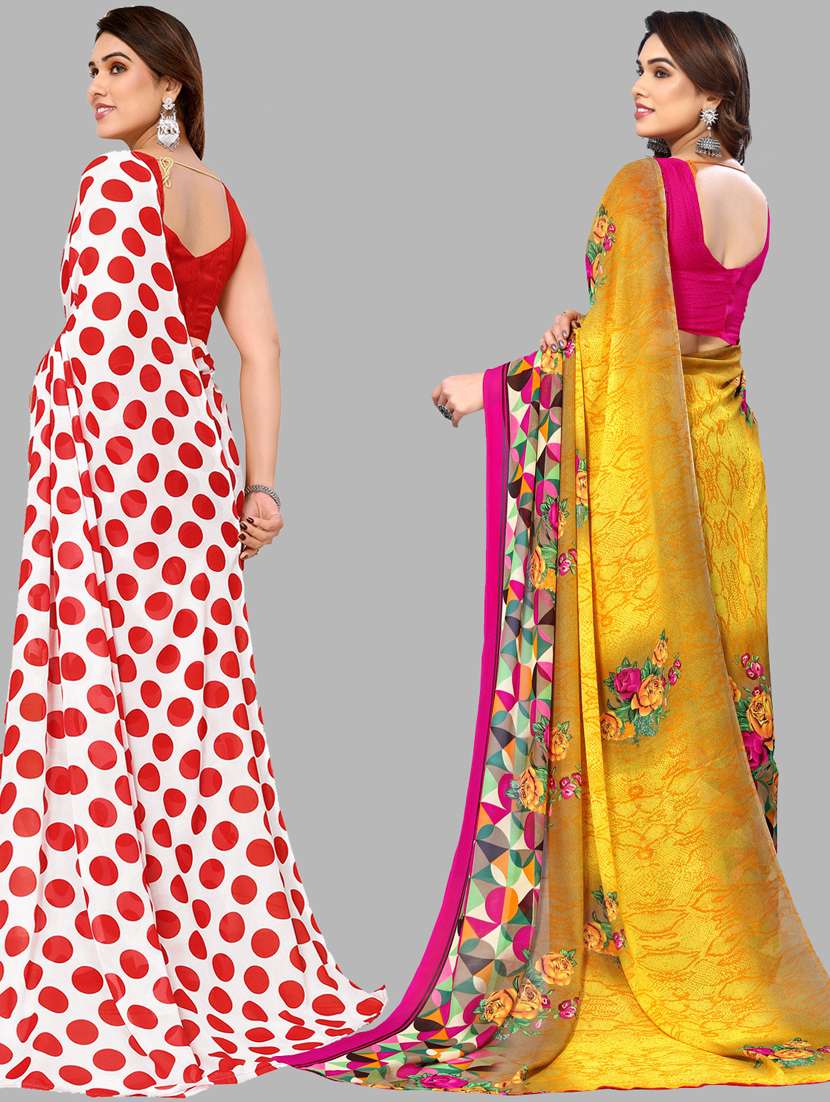women pack of 2 casual wear combo sarees with blouse - 21433672 -  Standard Image - 1