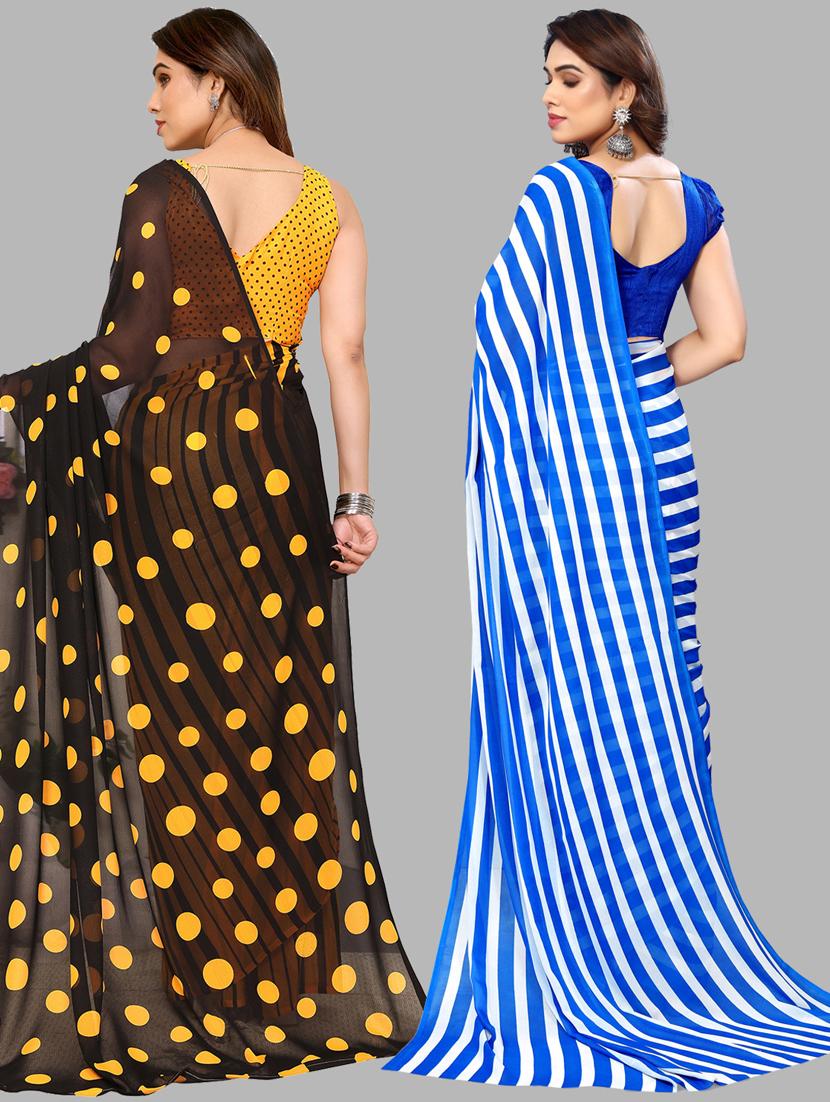 women pack of 2 casual wear combo sarees with blouse - 21433736 - Standard Image - 1