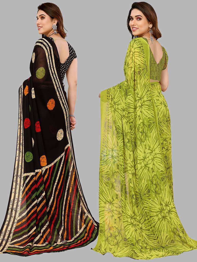 women pack of 2 casual wear combo sarees with blouse - 21433747 -  Standard Image - 1