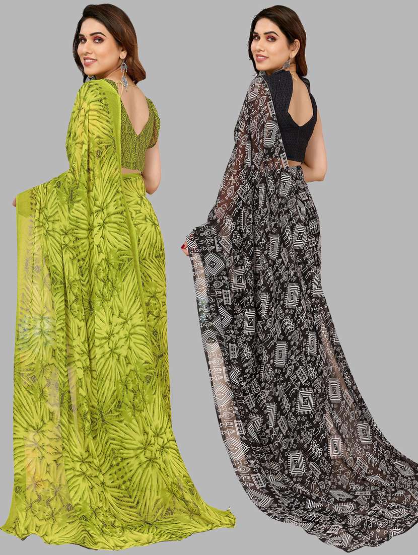 women pack of 2 casual wear combo sarees with blouse - 21433757 -  Standard Image - 1