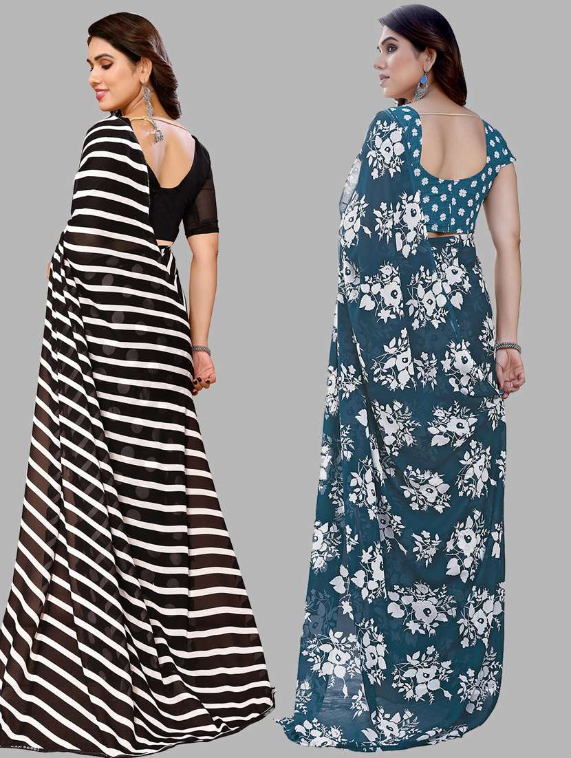 women pack of 2 casual wear combo sarees with blouse - 21433763 -  Standard Image - 1