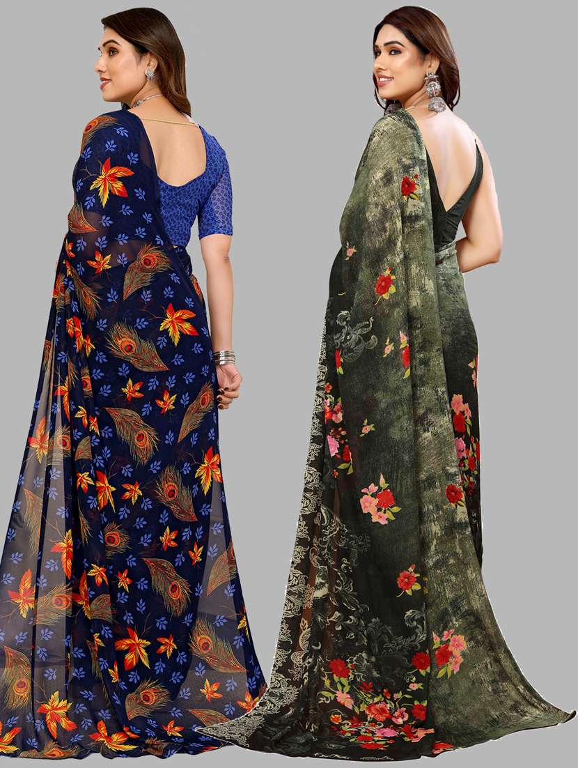 women pack of 2 casual wear combo sarees with blouse - 21433768 -  Standard Image - 1