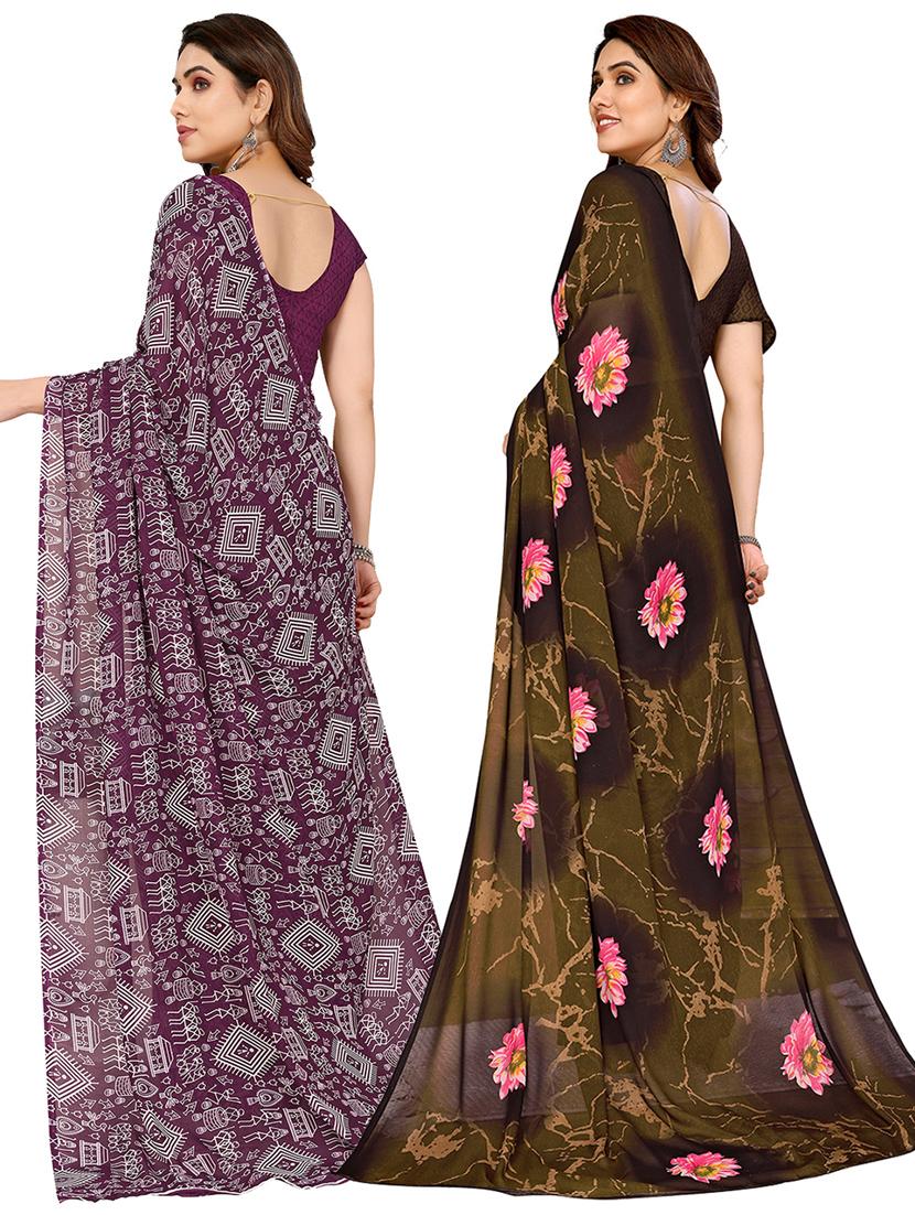 women pack of 2 casual wear combo sarees with blouse - 21433770 - Standard Image - 1